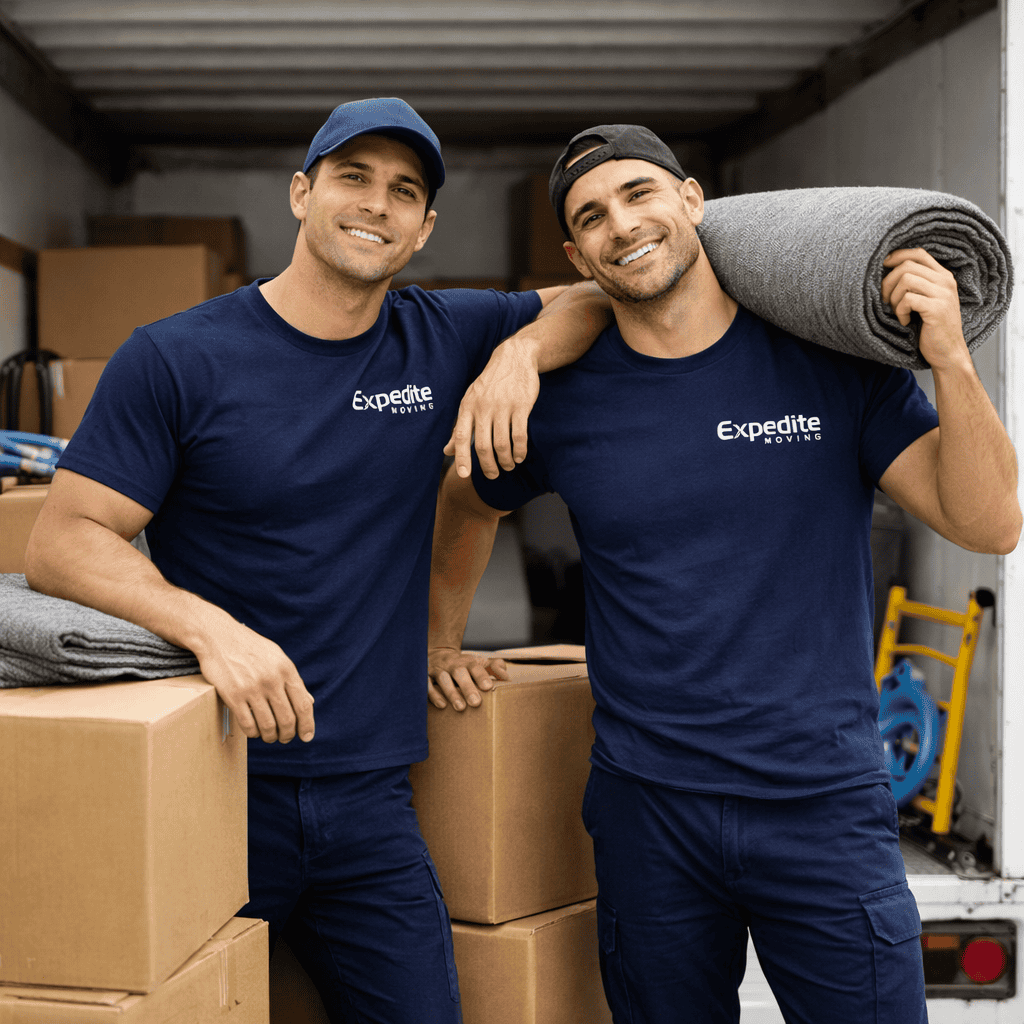 Professional movers with boxes and supplies ready for a quick move.